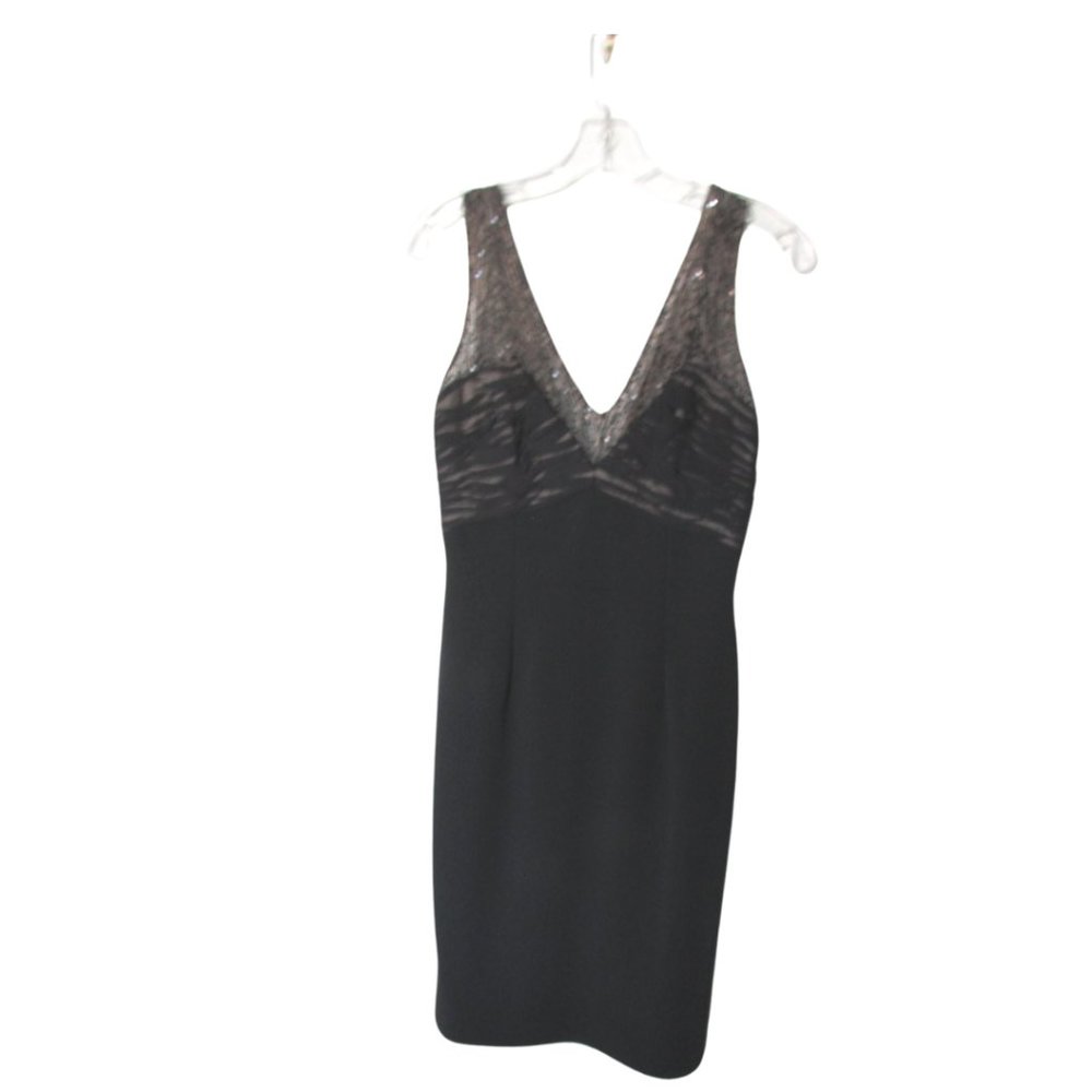 Carmen Marc Valvo Black Cocktail Dress with Sequins Sz 4
